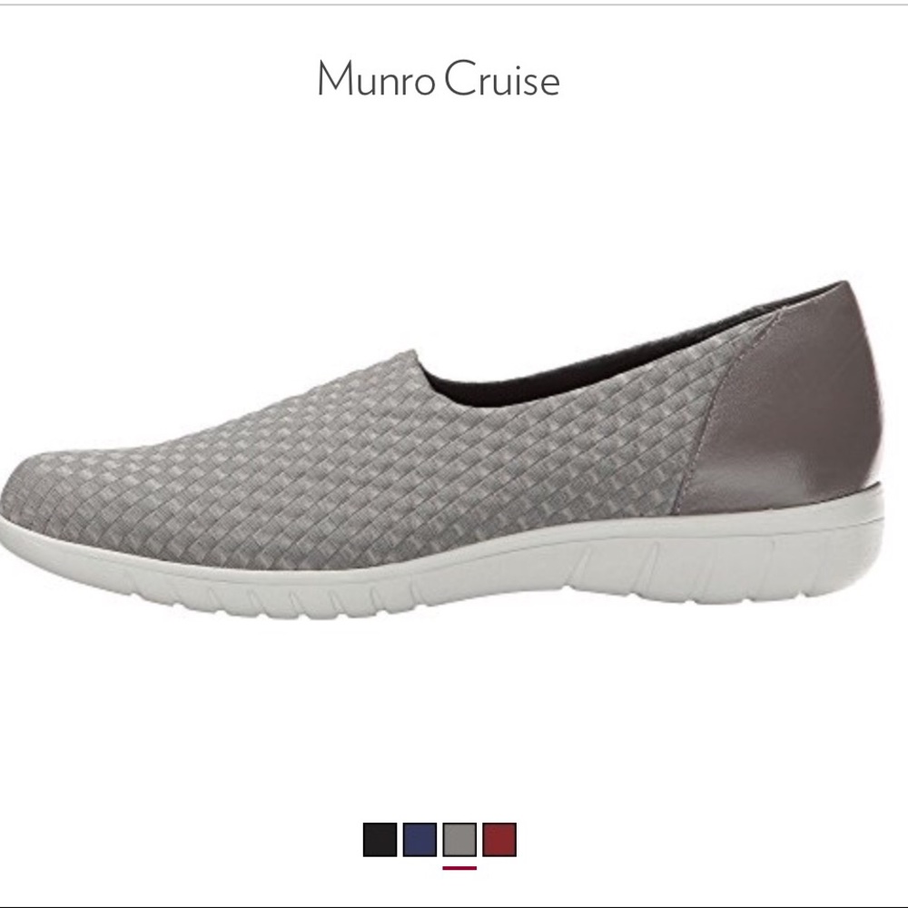 New Munro Cruise Woven Fabric & Leather Shoes New In Box Greige Made In USA 6.5N